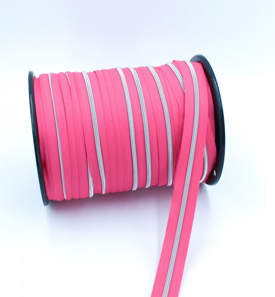 Endlosreißverschluss metallisiert pink/ silber (1m)